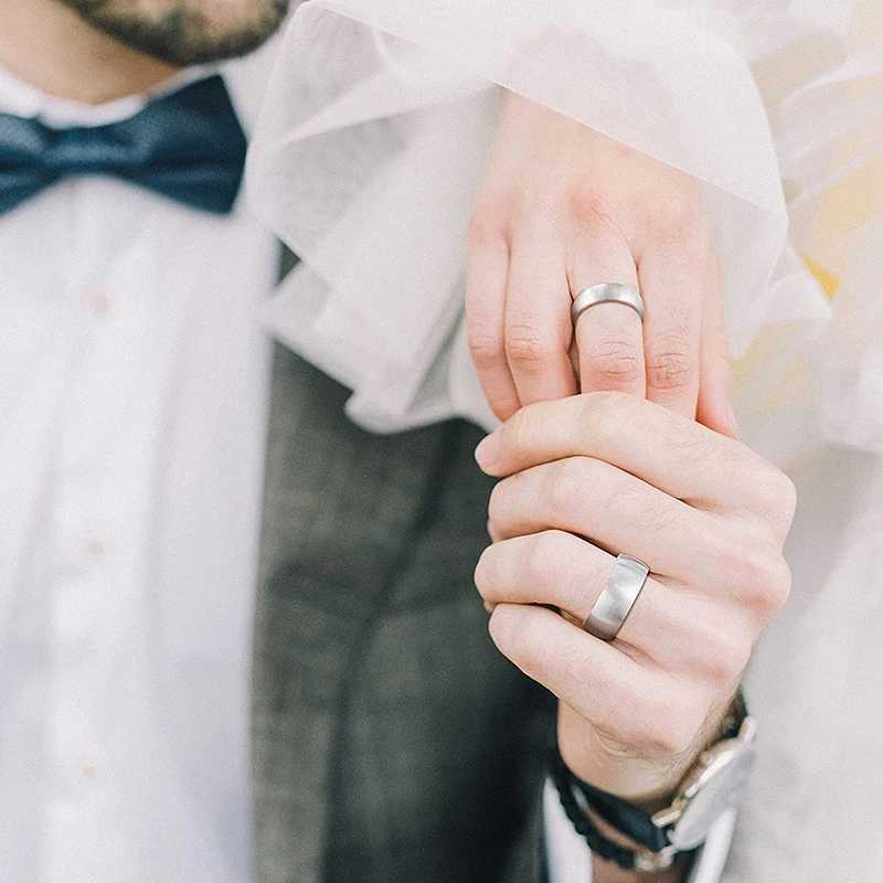Tigrade 4/6/8mm Brushed Simple Silver/Black Color Titanium Ring Men Minimalist Wedding Band Engagement Rings Women Male Jewelry W250609 W250609