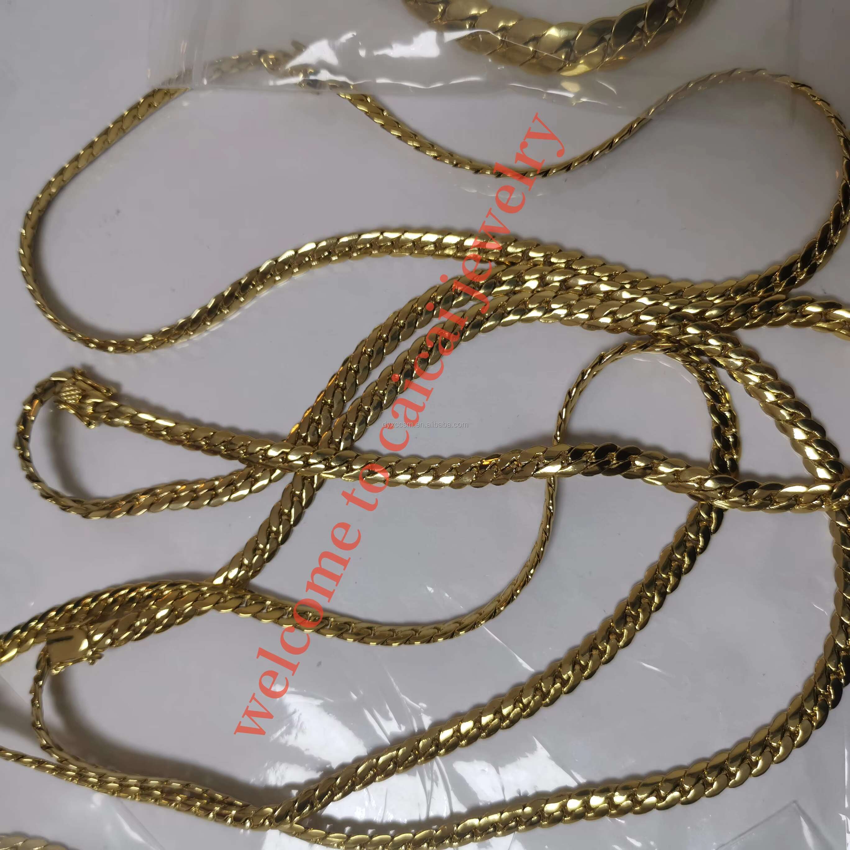 Stainless Steel 18K Gold Cuban Necklace Hiphop Chain Necklace Bracelet Short Collarbone Chain Miami Chain 6mm 8mm 8.8mm 9.6mm