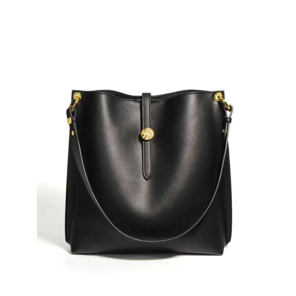 Vintage Women Buckle Bucket Solid Color Split Leather Single Shoulder Casual Messenger Bag Ladies Office Armpit Bags
