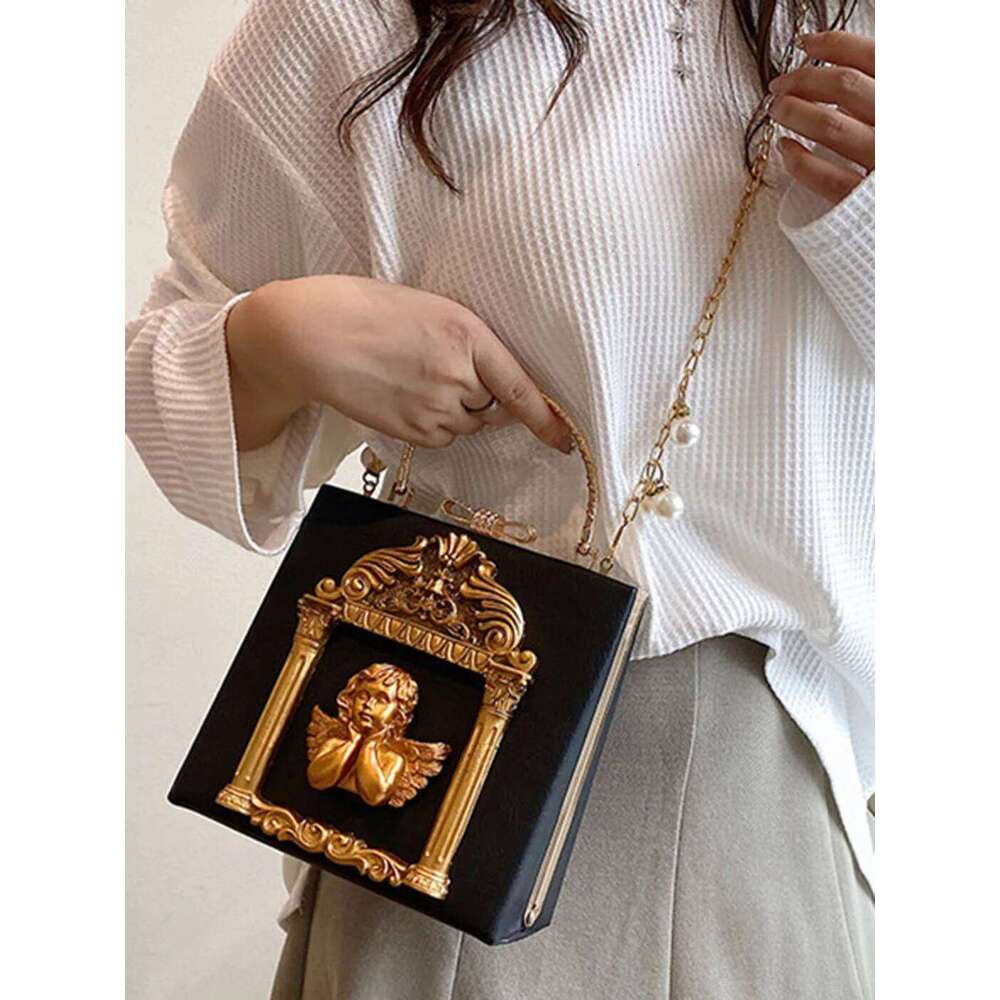 Gothic Dark Y2k Messenger Women New Haruku Pearl Chain Casual Crossbody Bags Female Vintage Designer Bag