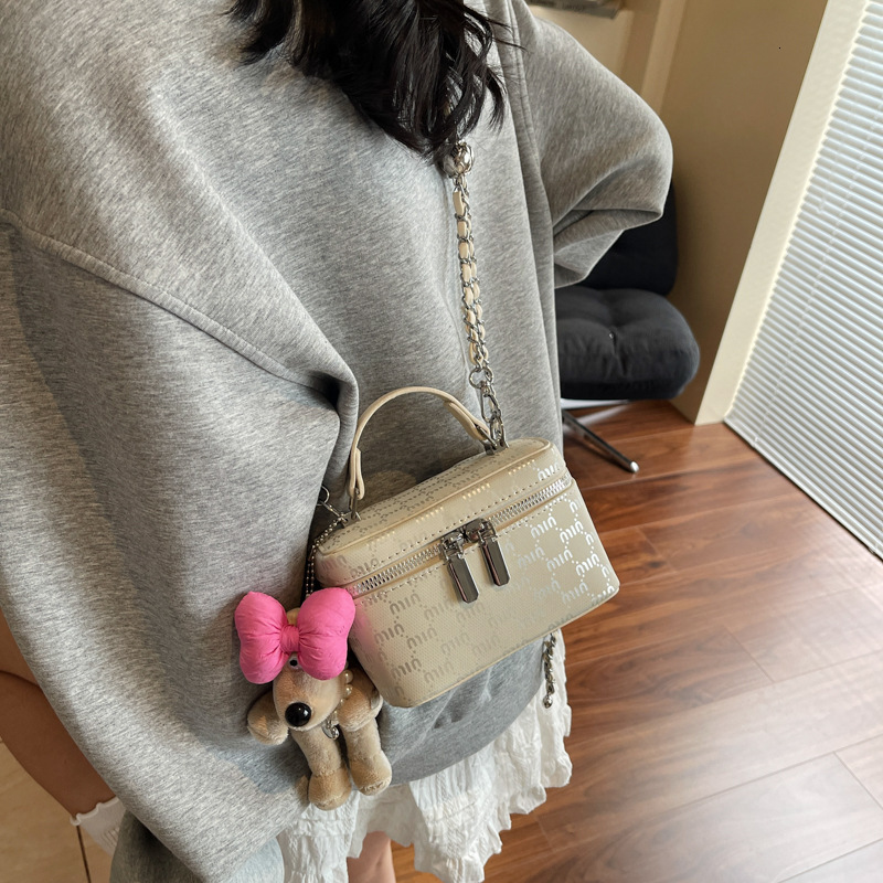 designer 2025 Summer New Trend Versatile Chain Box Bag for Women, Textured Fashion Single Shoulder Crossbody Handbag Small Squar