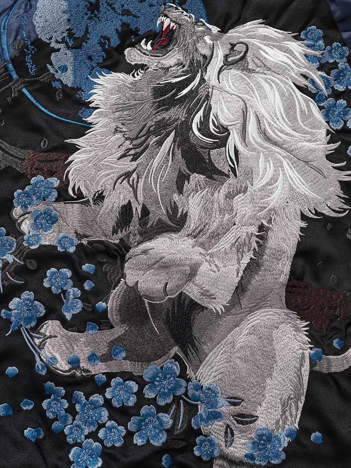 Chinese style, heavy industry, high-density, fine workmanship, embroidered lion jacket, casual baseball jacket, outerwear y250609