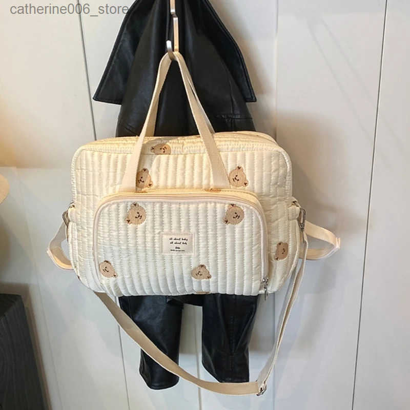 Large Capacity Embroidered Mother Bag Fashionable Diaper Organiser Case Pouch for Baby Essential and Personal Items y250609CHOG