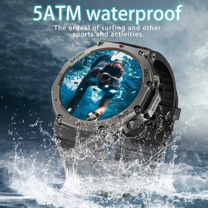 Fanwear T-Rex 3 48mm GPS smart watch wireless connections call 5ATM waterproof outdoor sports riding mountaineering watch For Huami T-Rex 3 X250609