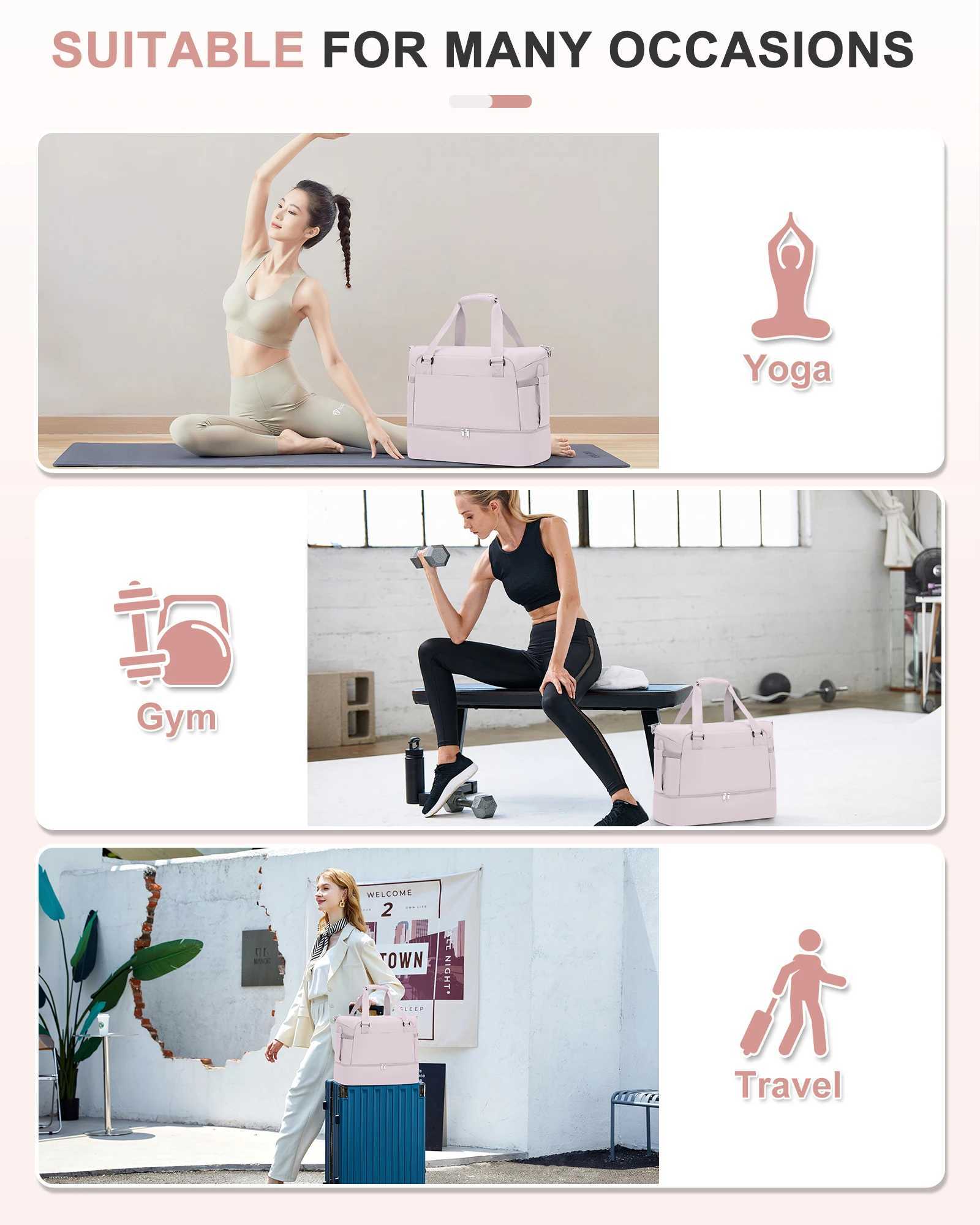 Gym Bag for Women Large Travel Duffel Bag Weekender Overnight Bag with Wet Pocket and Shoes Compartment for Travel Gym Yoga y250609USZF
