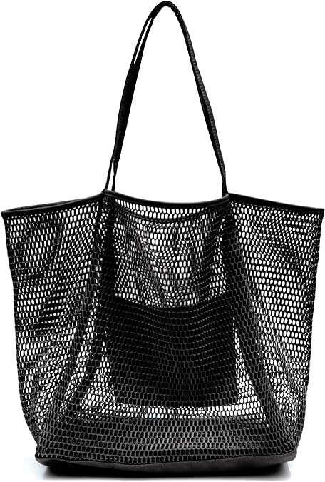 Large Capacity Women's Hollow Mesh Beach Outdoor Travel Storage Tote Bag