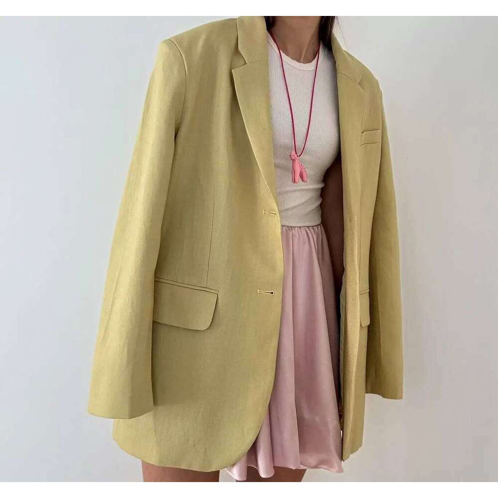 2025 Spring / Summer New Women Fashion Linen Jacket Basic Blazer