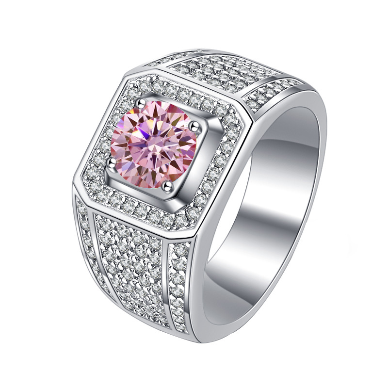 Elegant 925 Sterling Silver Jewelry: Men's Designer Wedding Band Featuring Sparkling Moissanites