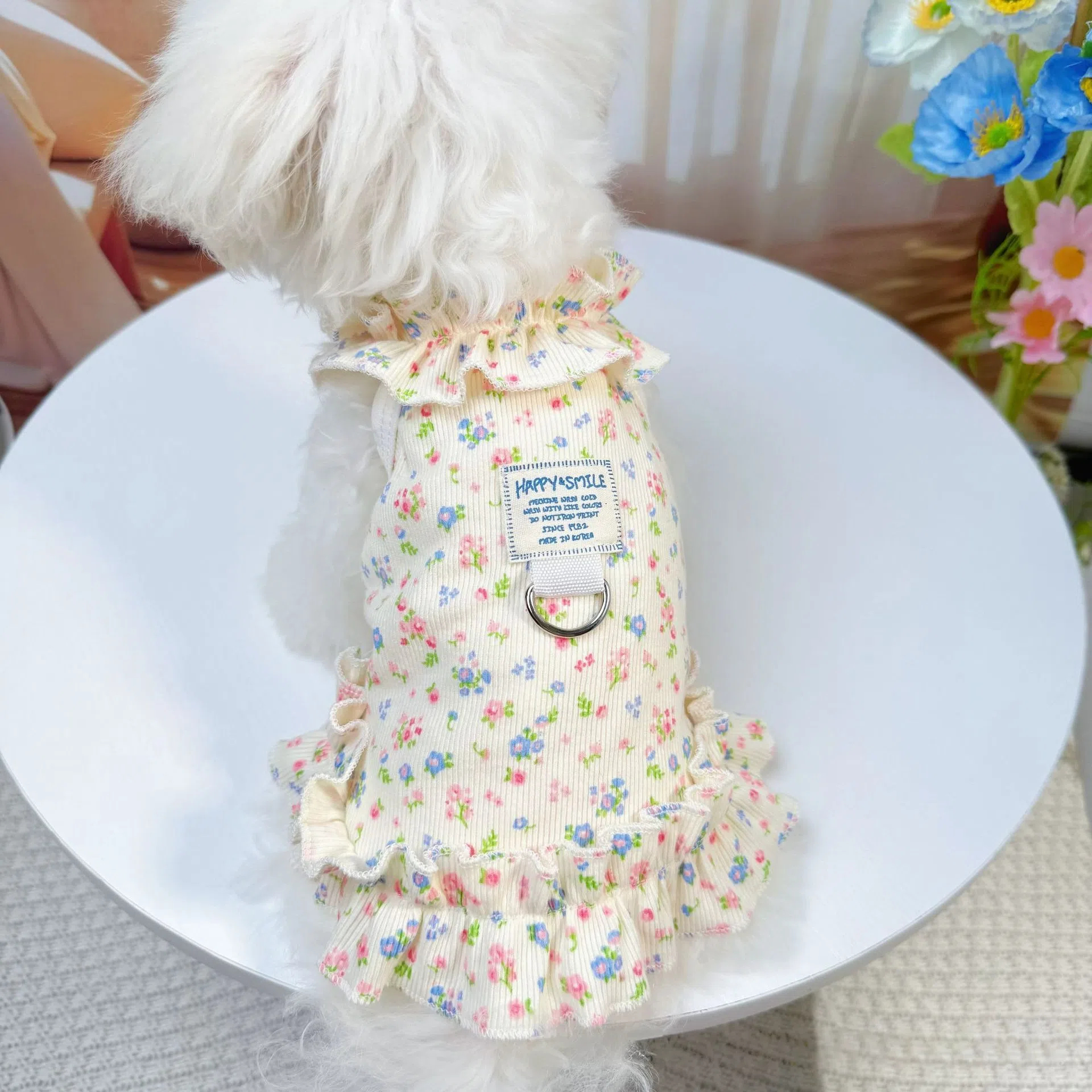 Floral Ruffle Pet Dress for Small Dogs - Breathable & Soft Puppy Princess Skirt