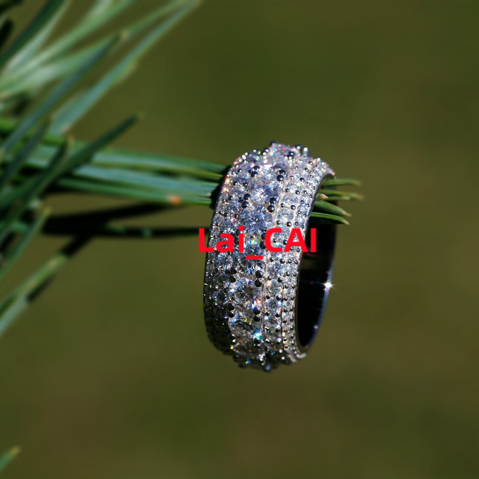 Custom Hip Hop Iced Out Moissanite 925 Silver Ring Dazzling Sparkly Diamond Eternity Band Ring for Men Engagement Wedding Gift