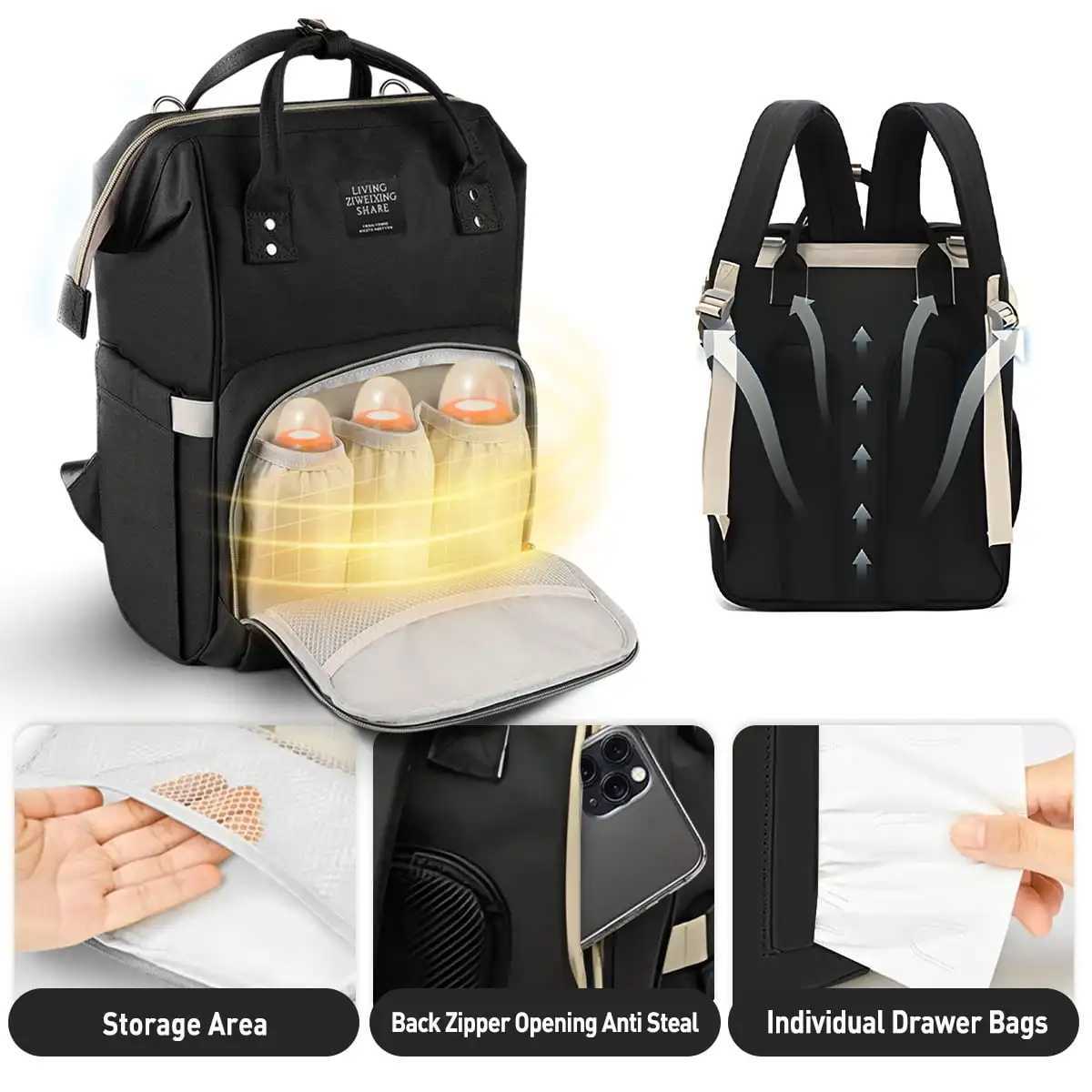 Nappy Backpack Bag Mummy Large Capacity Bag Mom Baby Multi-Function Waterproof Outdoor Travel Diaper Bags y250609GDHE