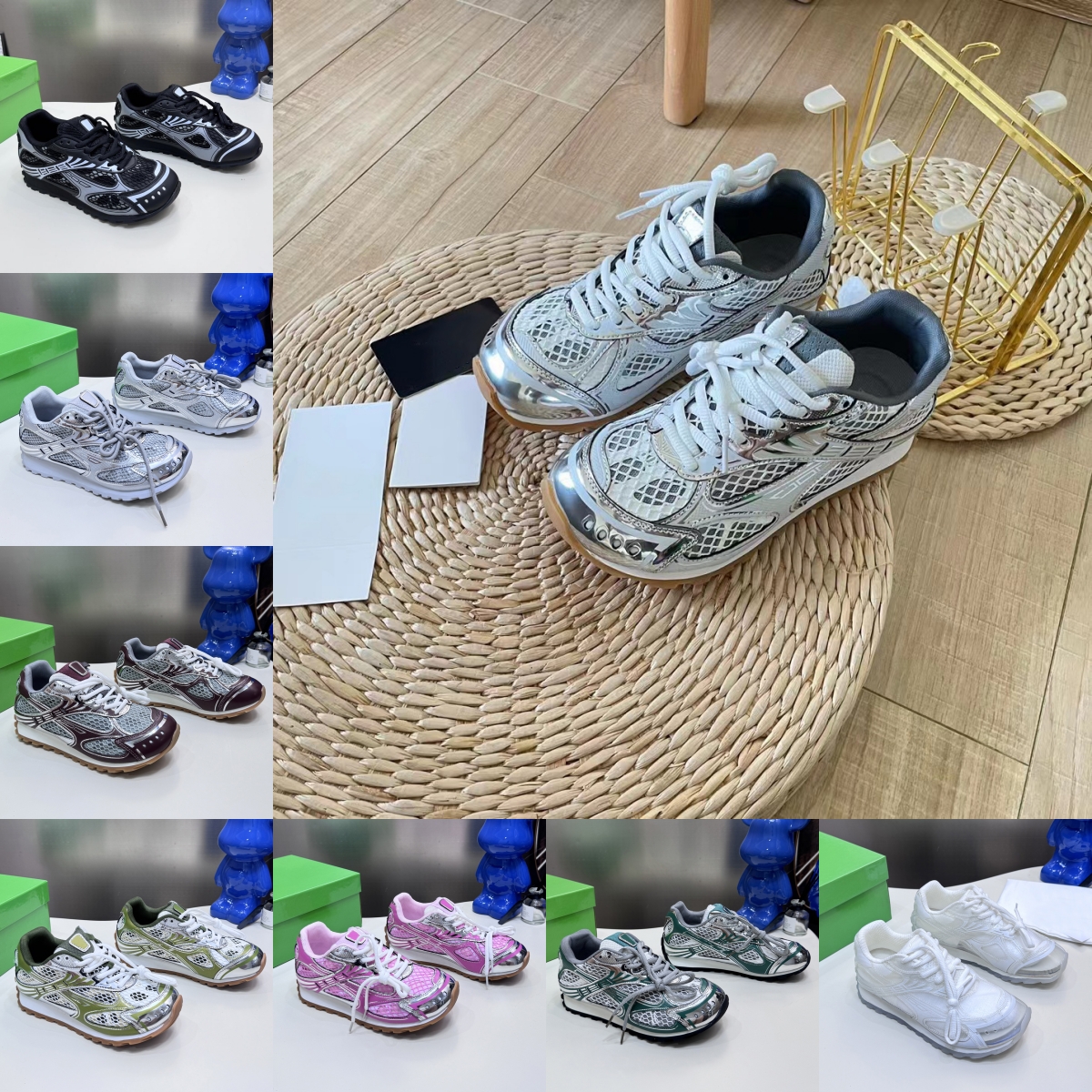 Casual Shoes Women Luxury Designer Sneaker Fashion Mesh Nylon Fabric Pink Sliver Parakeet White Black Merlot Lady Platform Trainers Sneakers Jogging Walking 35-40
