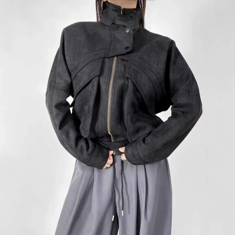 American Style Suede Short Jacket Women's Thickened Warm Loose Lapel Motorcycle Sexy Girl Coat Autumn Winter New Arrival