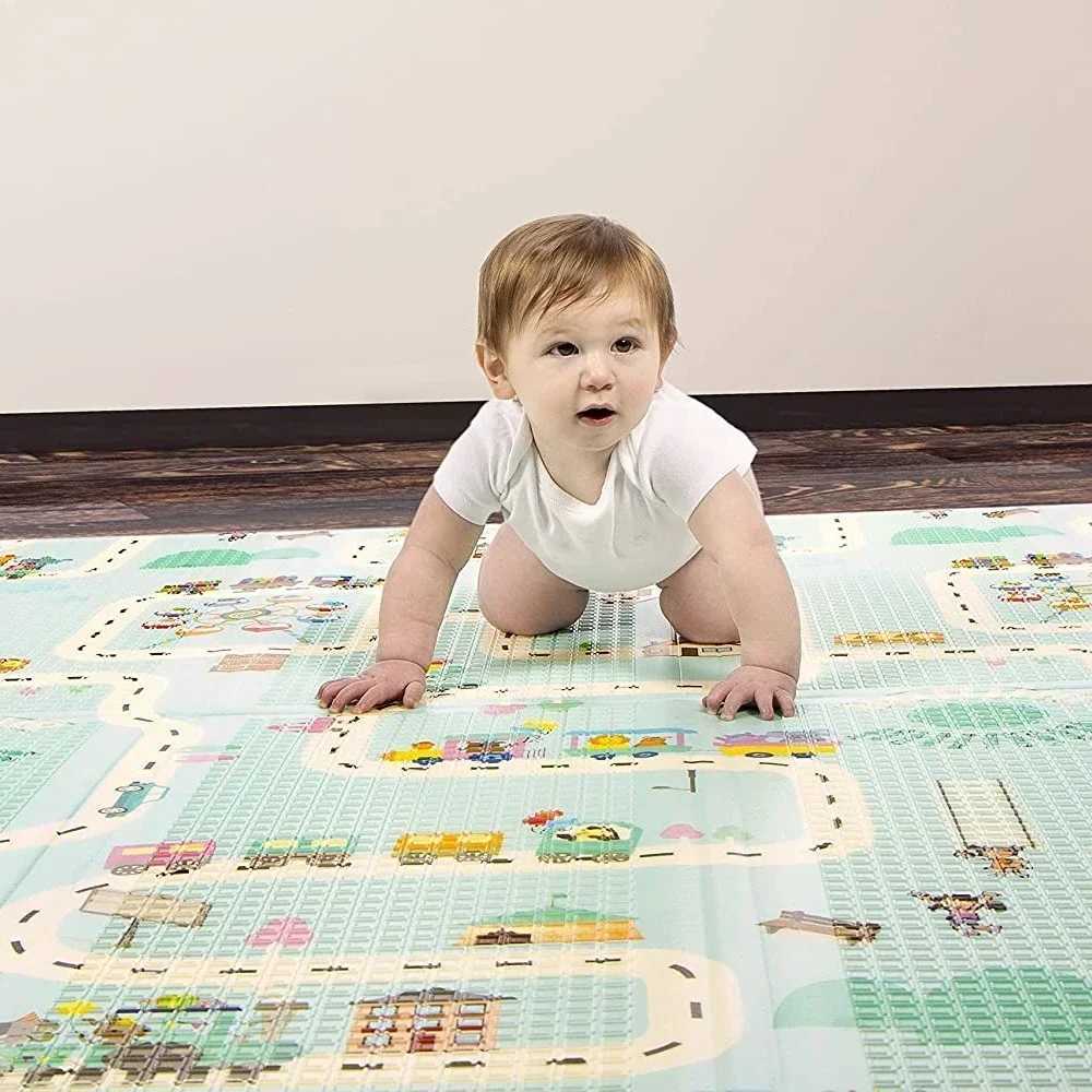 Folding Play Mat Waterproof XPE Foam Kids Rug 1cm Thickness Childrens Developing Mats Toddlers Games Activity Rug with Bag Gift y250609IUKF