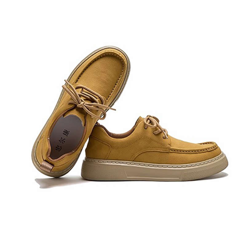 Mens Casual Leather Shoes - Spring/Autumn Style with Comfortable Sole & Retro Design