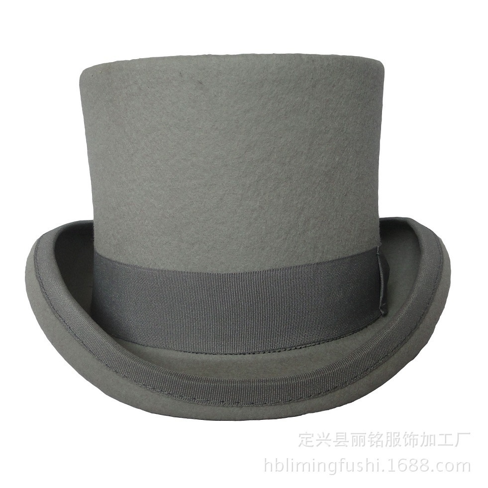 Fedoras Wool Magic High Hat British Black Jazz Top Mens Hat Court Mens Flat Top Felt Hat Webing Sombrero de Copa Brita nico 241018