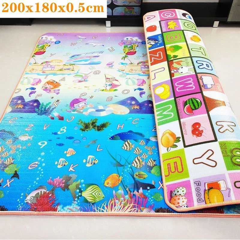 Cartoon Lion Giraffe 200cm*180cm Thick Baby Crawling Play Mats Folding Mat Carpet Play Mat for Childrens Safety Mat Rug Playmat y250609P2D9