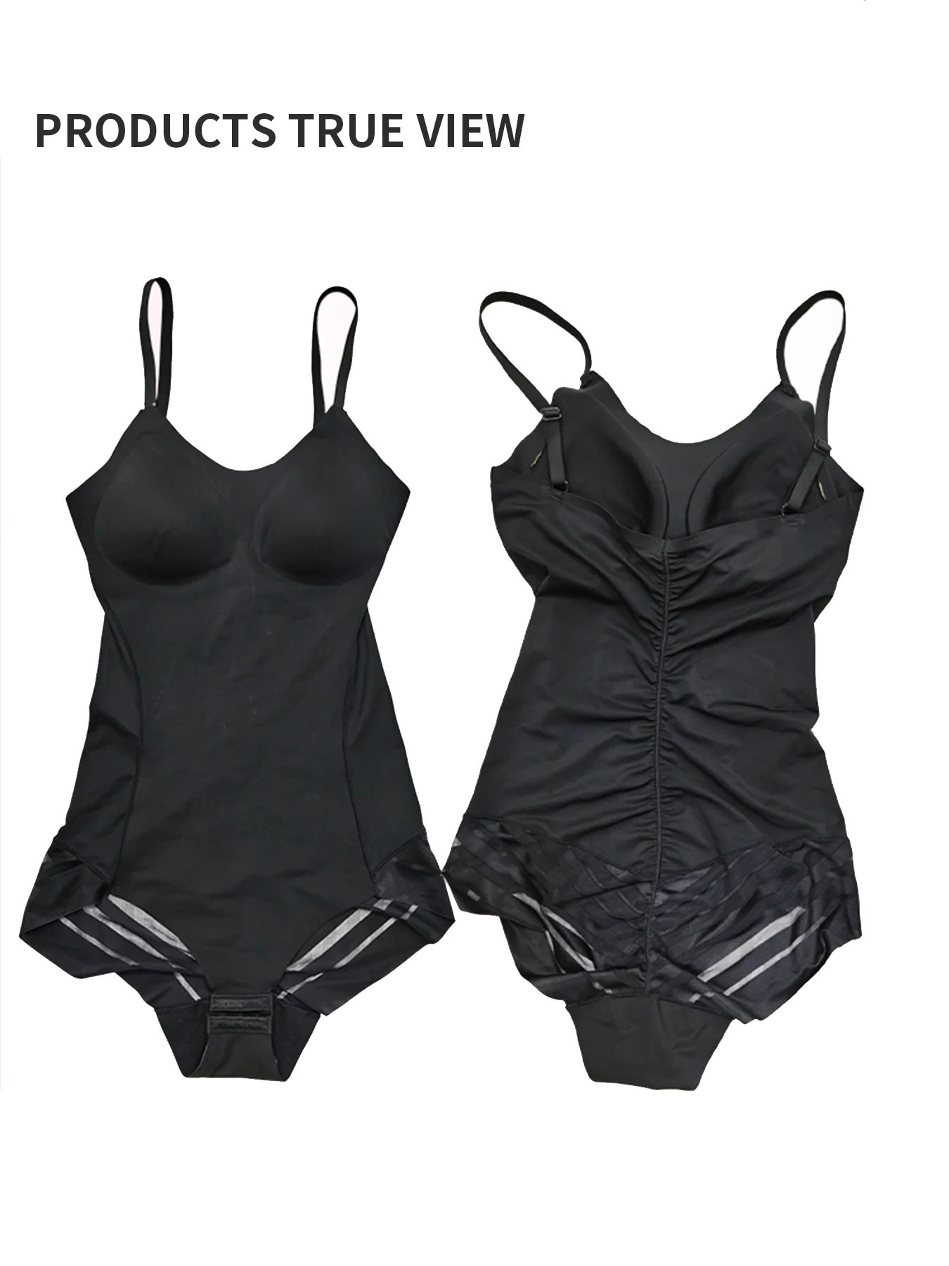 Womens Seamless Body Shaping Jumpsuit Bottom with Adjustable Buttons Belly Controlling Striped Mesh Patchwork Underwear Control 250609