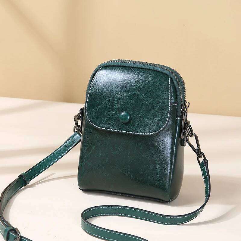 Designer Bags 2025 Women's Oil Wax Cow Genuine Leather Handbags Female Cowhide Vintage Shoulder Bag Ladies High Quality Phone Crossbody Bags Luxu