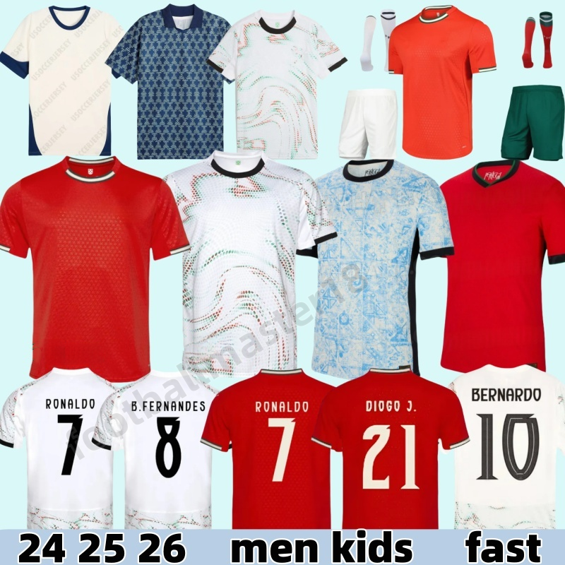 24 25 26 Cristiano RoNalDo maillot portugal jersey 2025 B.FERNANDES R. Leao JOAO FELIX PEPE BERMARDO Portuguese football shirt Men Kids kit