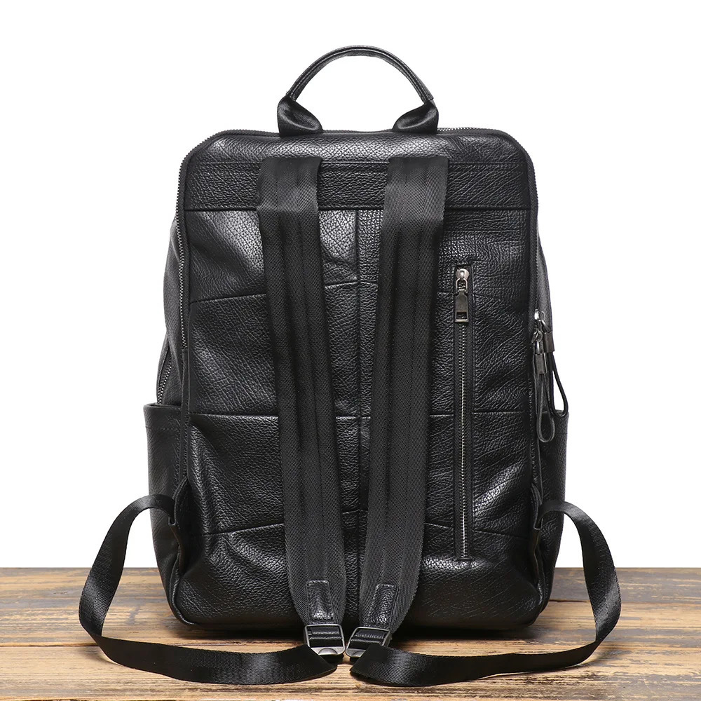 Mens Genuine Leather Backpack Business Travel Large Capacity Outdoor Bag Laptop 250604z