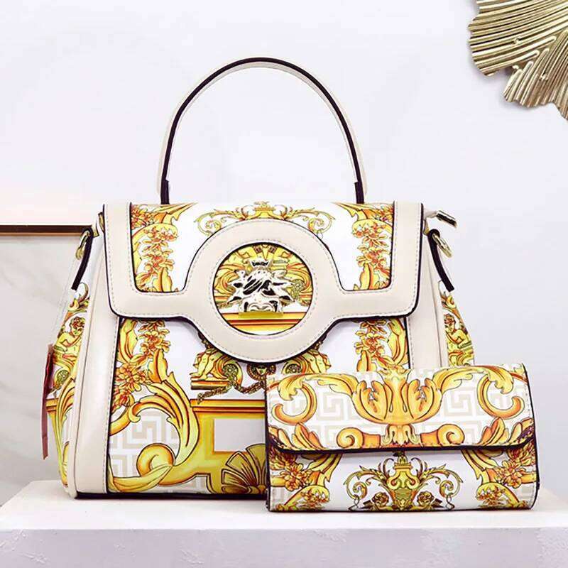 VM FASHION KISS Printed Handbag Wallet Set Design Women Messenger Bags Leather Handbags Money Purse Hand Bag Woman