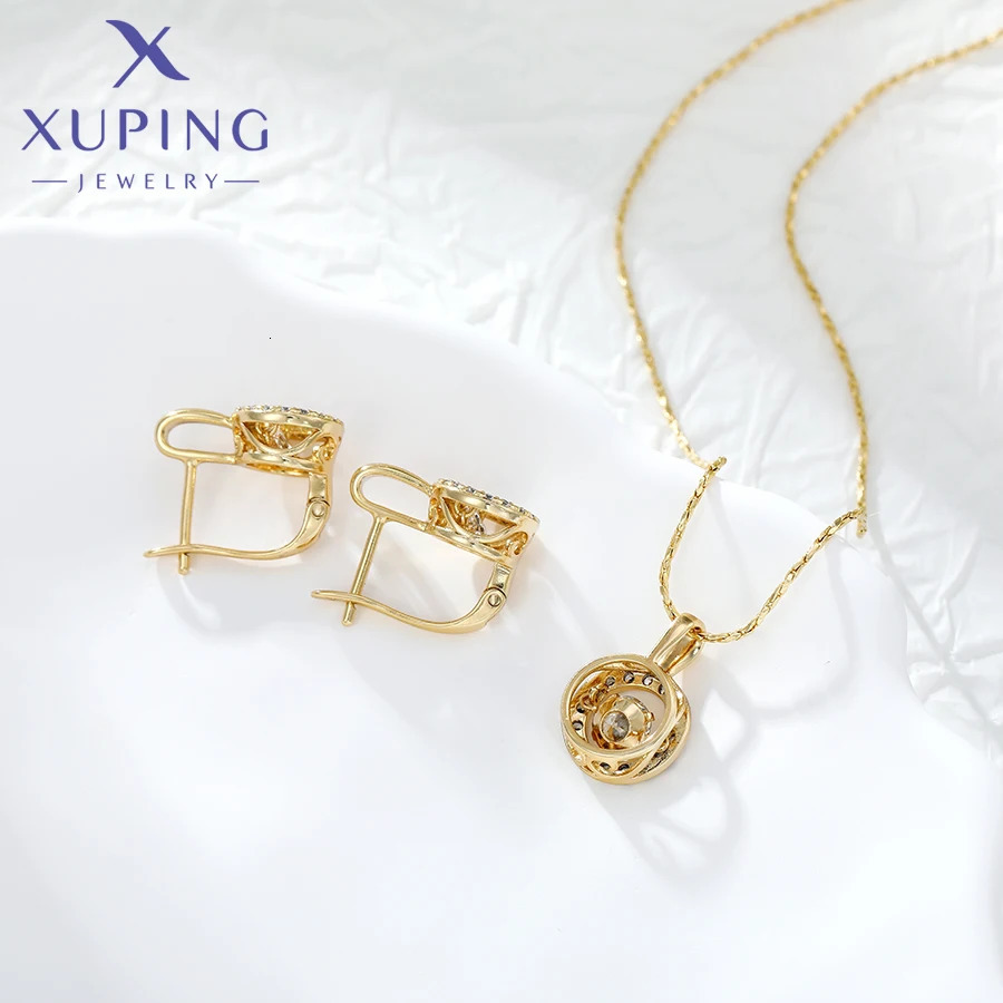 Xuping Jewelry Arrival Trendy Fashion Stone Necklace Earring Set for Women Christmas Party Gift X000850555 250618