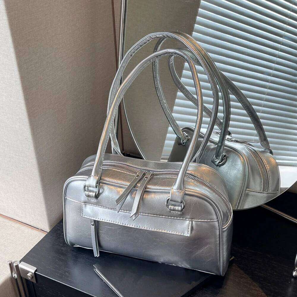 Shoulder Women Multi Pocket Retro Handbag PU Leather Zipper Solid Satchel Bag For Work Travel