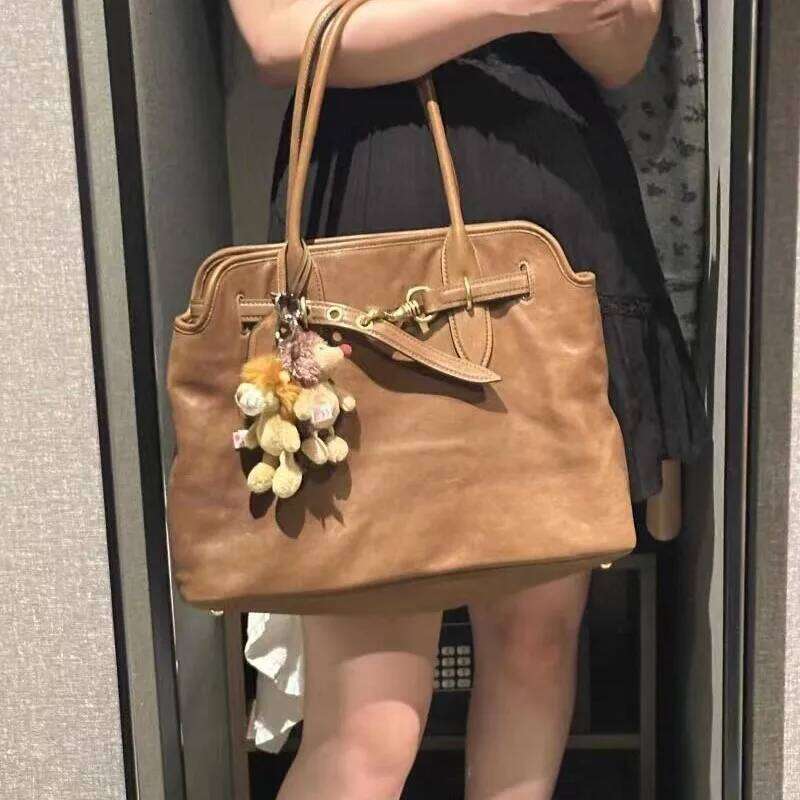 JIAERDI Large Capacity Brown Tote Bag Women Autumn Winter Leather Shoulder Bags Female Vintage Casual Handbag Aesthetic