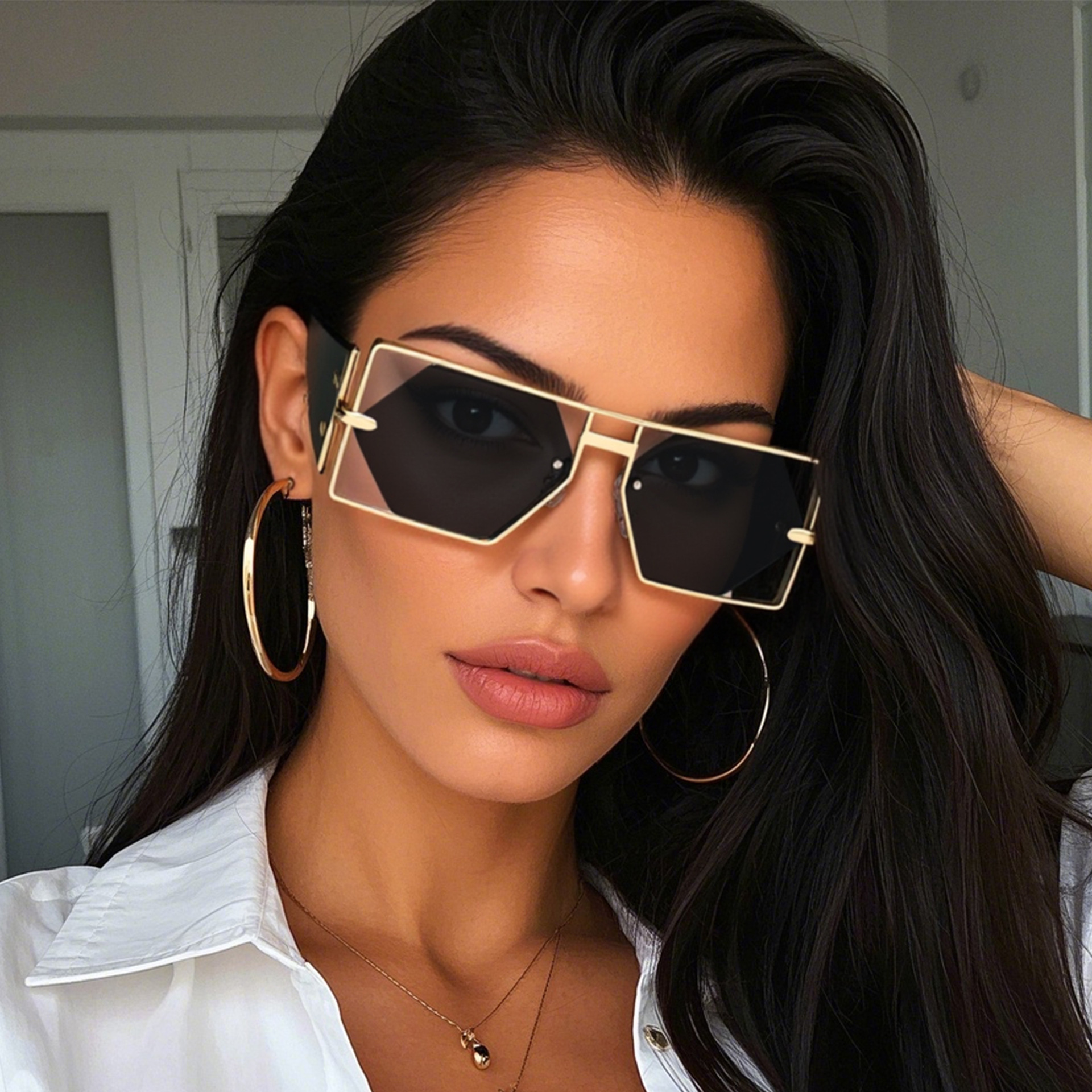 Designer Sunglasses For Women Men Fashion Sunglasses Luxury Polarized Lens Goggle Pilot PC Frame Oversized UV400 Eyewear Luxury Style Sunglasses DA02
