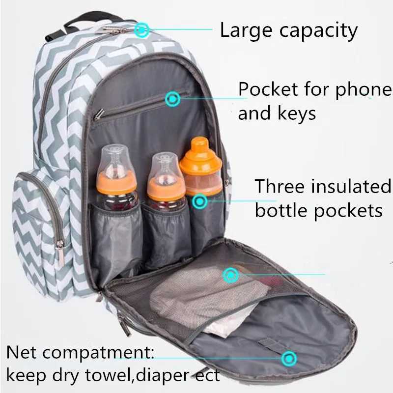 Baby Diaper Bag Backpack Baby Bag Nappy Bag With Insulated Pockets Large Size Water-resistant Change Pad maternity bag y2506098PYJ