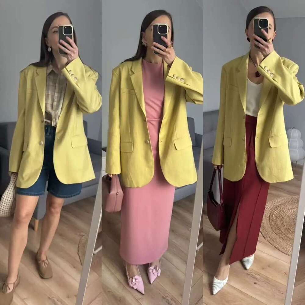 2025 Spring / Summer New Women Fashion Linen Jacket Basic Blazer