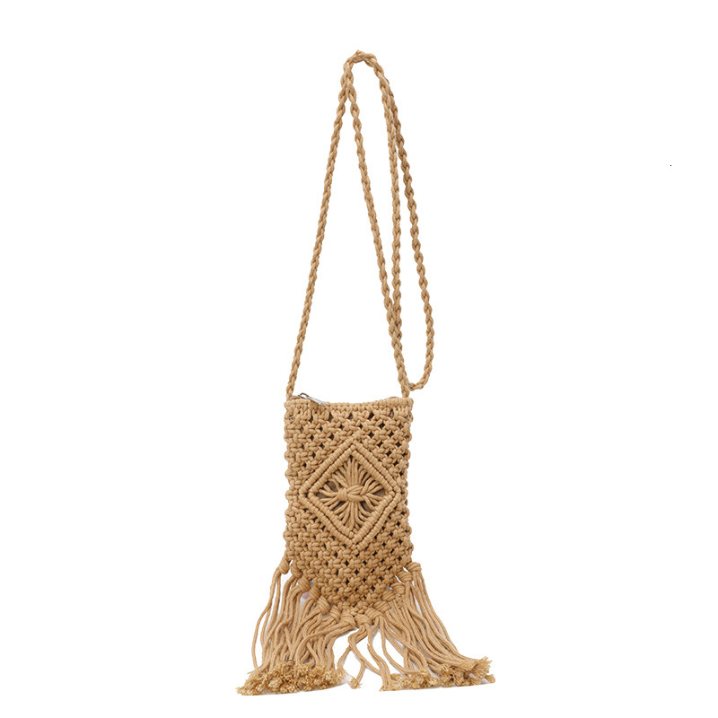 designer 2025 New Straw Bag Versatile Tassel Women's Bag Handmade Cotton Rope Woven Bag Fashion Shoulder Bag Crossbody Ba