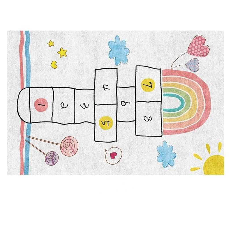 Childrens Play Hopscotch Carpet for Living Room Decor Boy Girl Room Anti-slip Large Area Rugs Childrens Crawling Floor Mat y250609X6H6