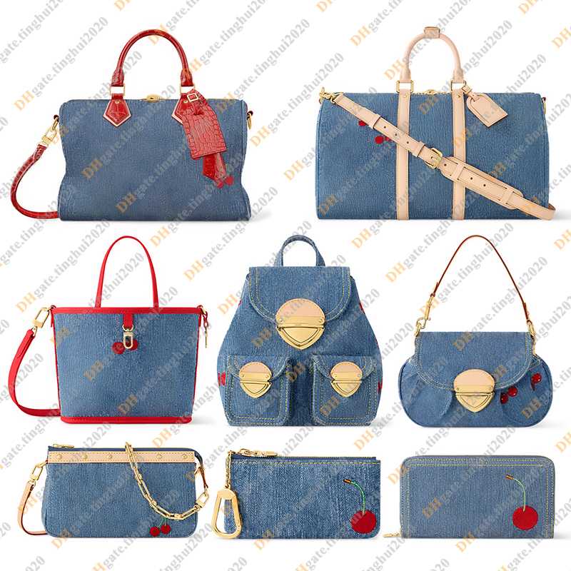 Ladies Fashion Designe Luxury Cherry Denim Shoulder Bag Crossbody Totes Handbag Wallet TOP Mirror Quality M14938 M13893 M13994 M13680 M13679 M14997 M14978 M13875