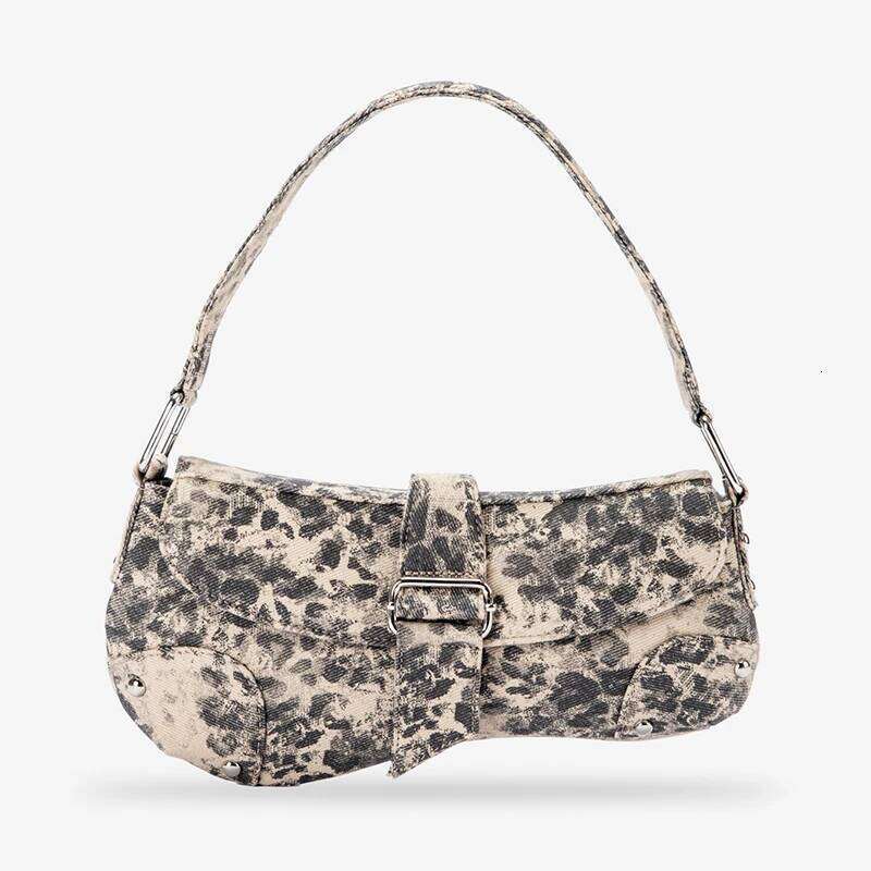 Leopard /Cow Pattern Canvas Shoulder Bag,Animal Print Women Underarm Tote Bag,French Asymmetric Clutch Bag,Lady Vintage Handbag