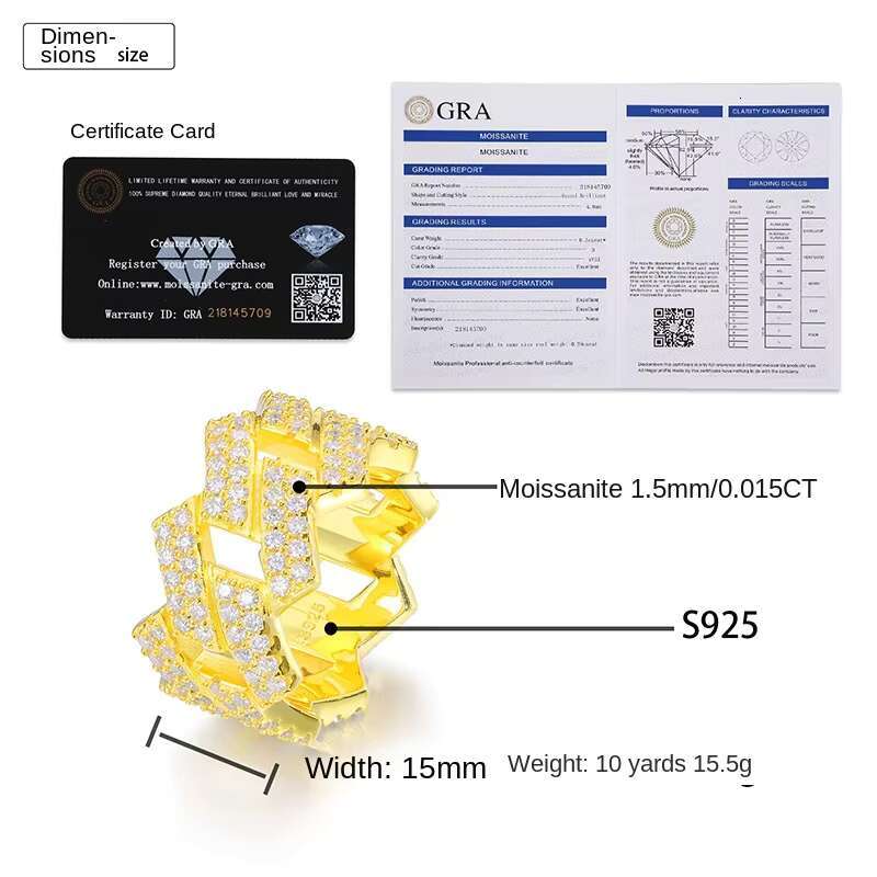 Wholesale S925 Sterling Silver Ring MEN Fashion Jewelry Hip Hop Iced Out Wedding Ring WOMEN VVS D Color Moissanite Jewelry Rings