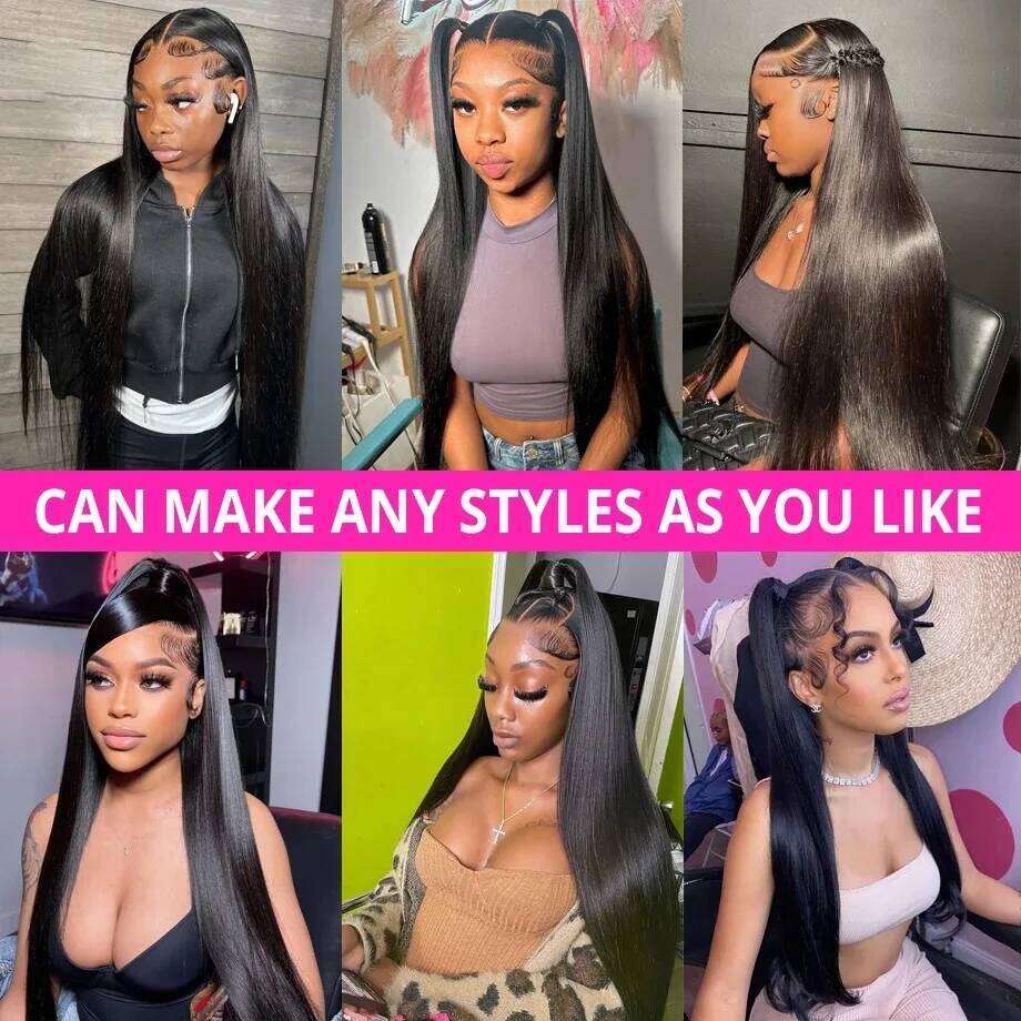 30 40 Inch 180 Density Frontal Wig For Black Women Brazilian Human Hair 13x6 Bone Straight HD Transparent Lace Front Wigs