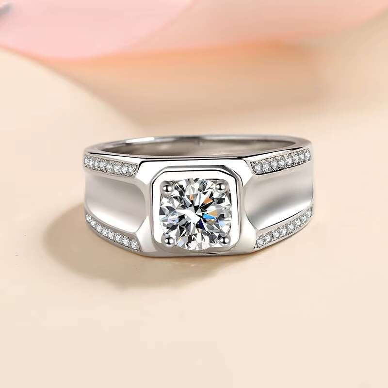 Carline Moissanite 925 Sterling Silver Hip Hop Eternity Men Engagement Promise Ring High End Jewelry Fashion Ring