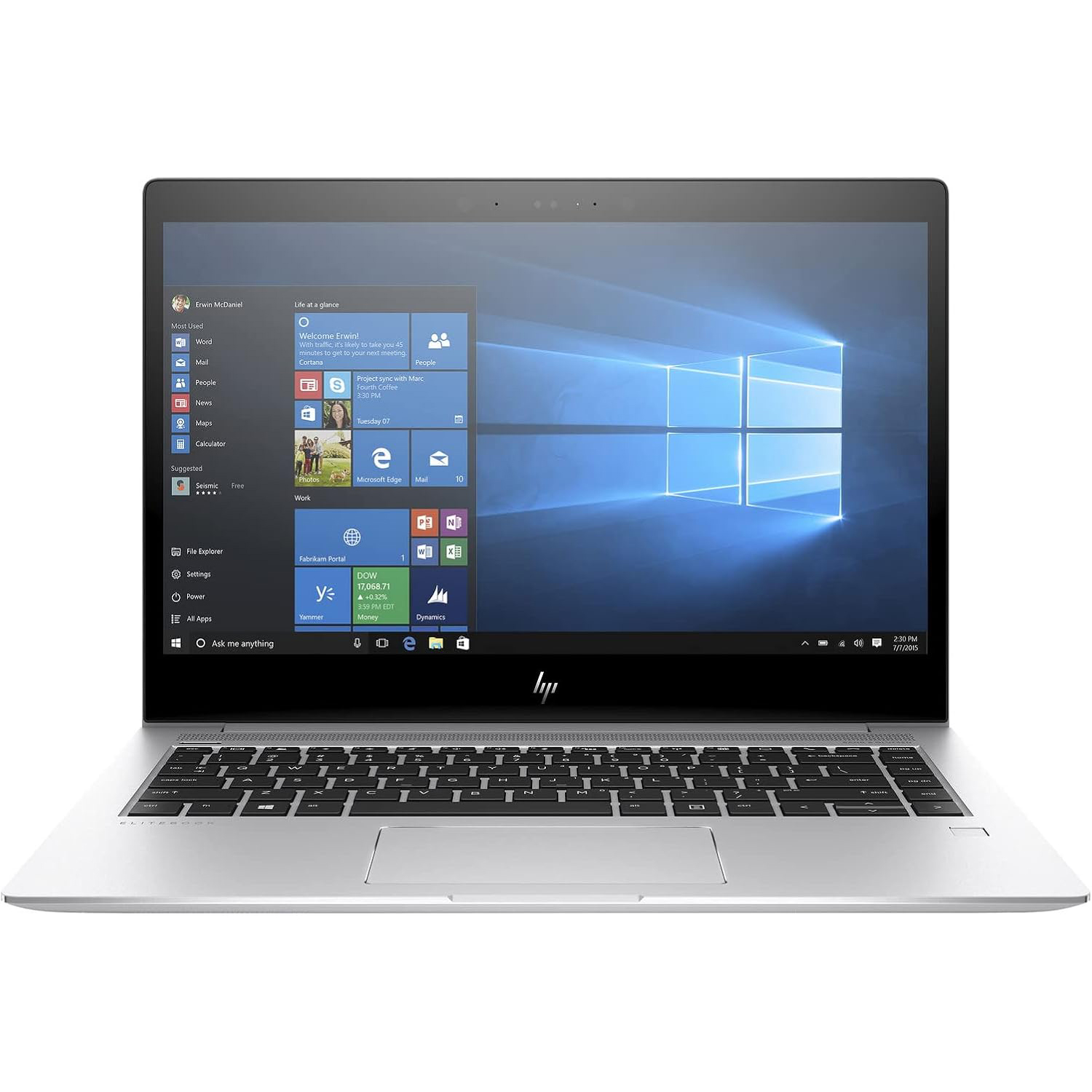 HP EliteBook 1040 G4 Laptop 14" 1920x1080 FHD Core i7-7600U - 512GB SSD Hard Drive - 16GB RAM 2.8 GHz Win 10 Pro Silver(USED 90% NEW)