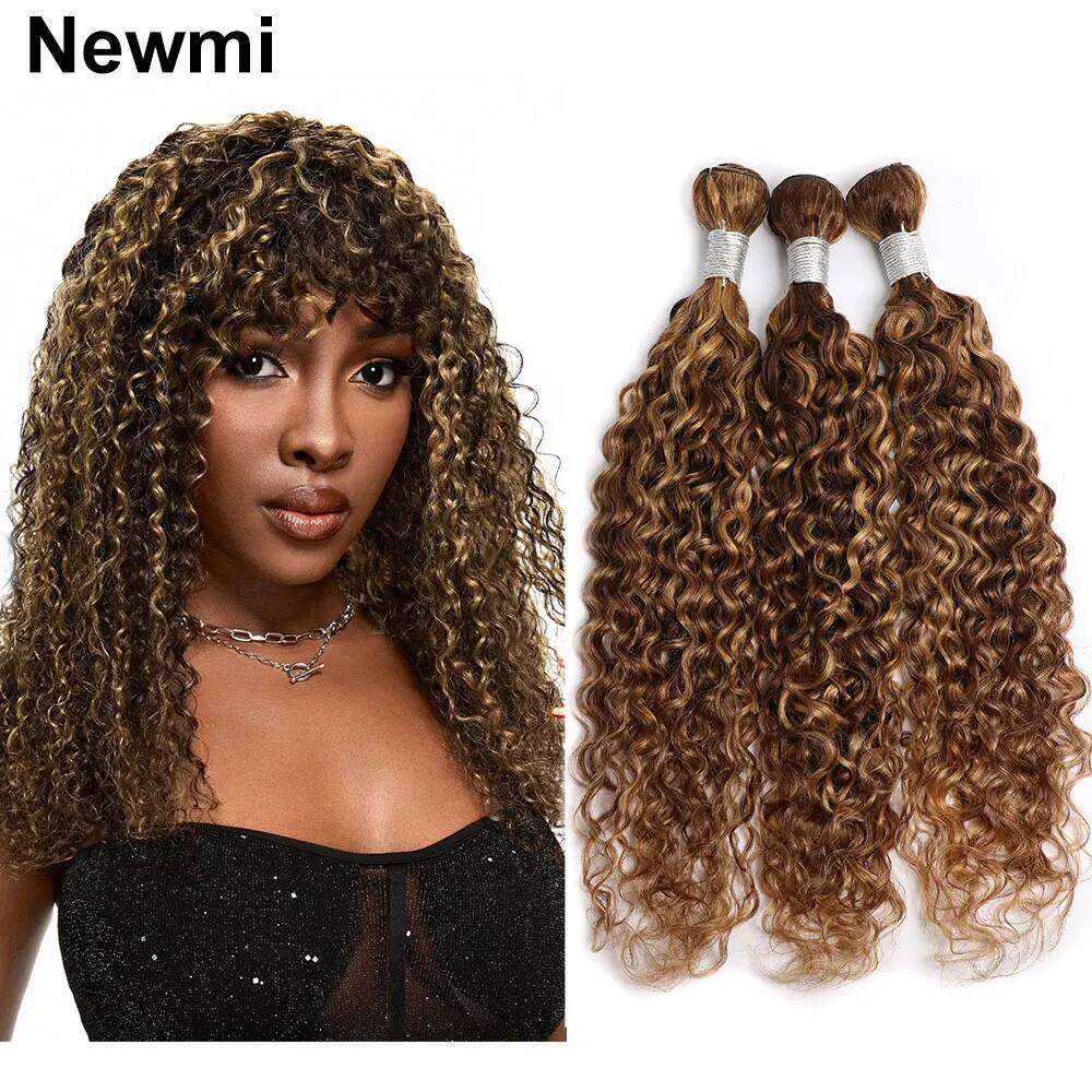 P4/27 Hoeny Blonde Highlight Water Wave Brazlian Weave Ombre Wet and Wavy Human Hair Bundles 100g/pc