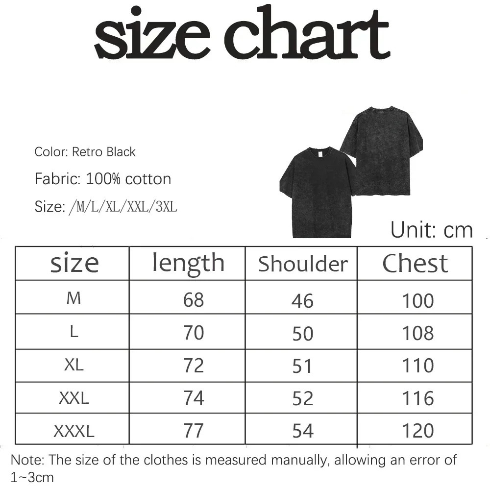 Large and handsome pattern T-shirt summer mens and womens casual bold T-shirt water wash vintage street fashion top graphic 250603