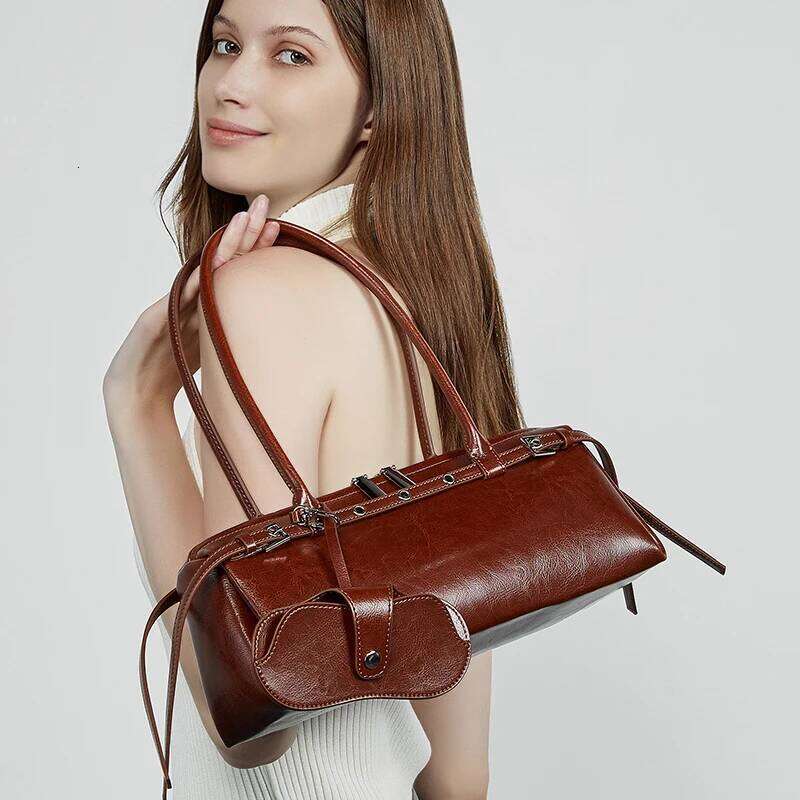 New Women's Rectangle Designer Shoulder Bags High Quality Cowhide Handbags Fashion Women Baguette Bag 3086