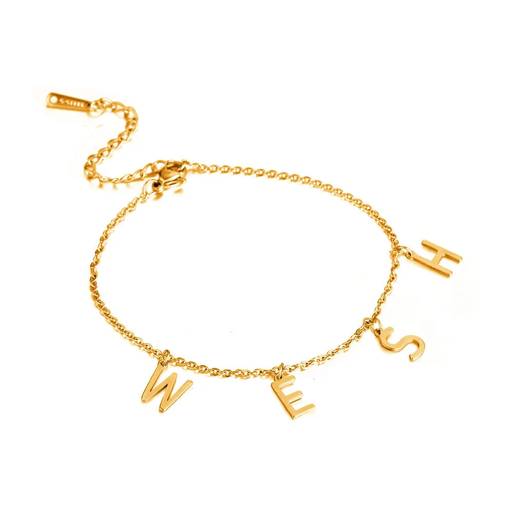 Custom Initial Anklet Stainless Steel Anklet Woman Waterproof Customizable Ankle Chain wife Foot Bracelet Summer Accessories 250606
