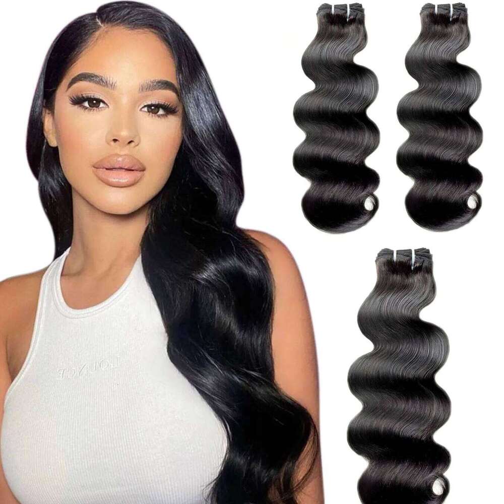 Body Wave Brazilian Weave Bundles 3 Bundle Deals Human Hair Extensions Natural Black