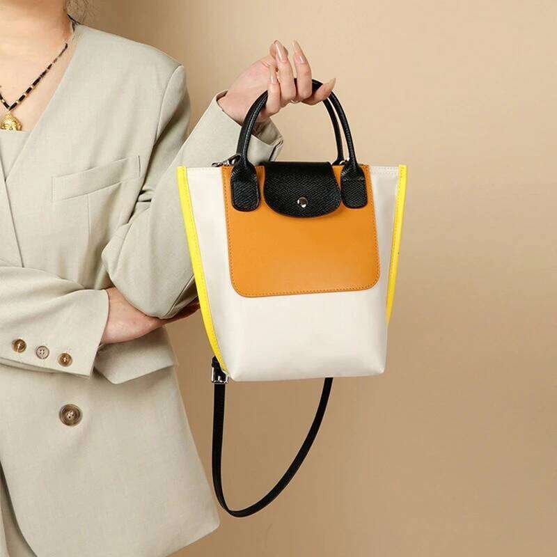 Simple And Stylish Large Capacity Color Blocked Tote Women's Shoulder Bag, Versatile Handbag