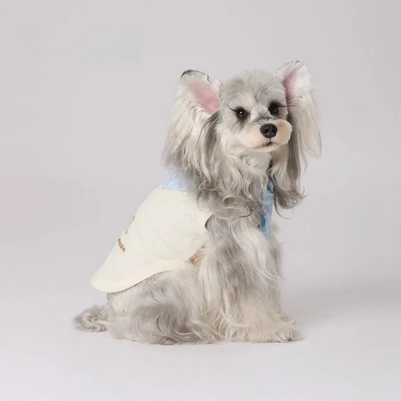 Pet Vest - HOOPET Breathable Waffle Dog & Cat Shirt with Striped Scarf Tie