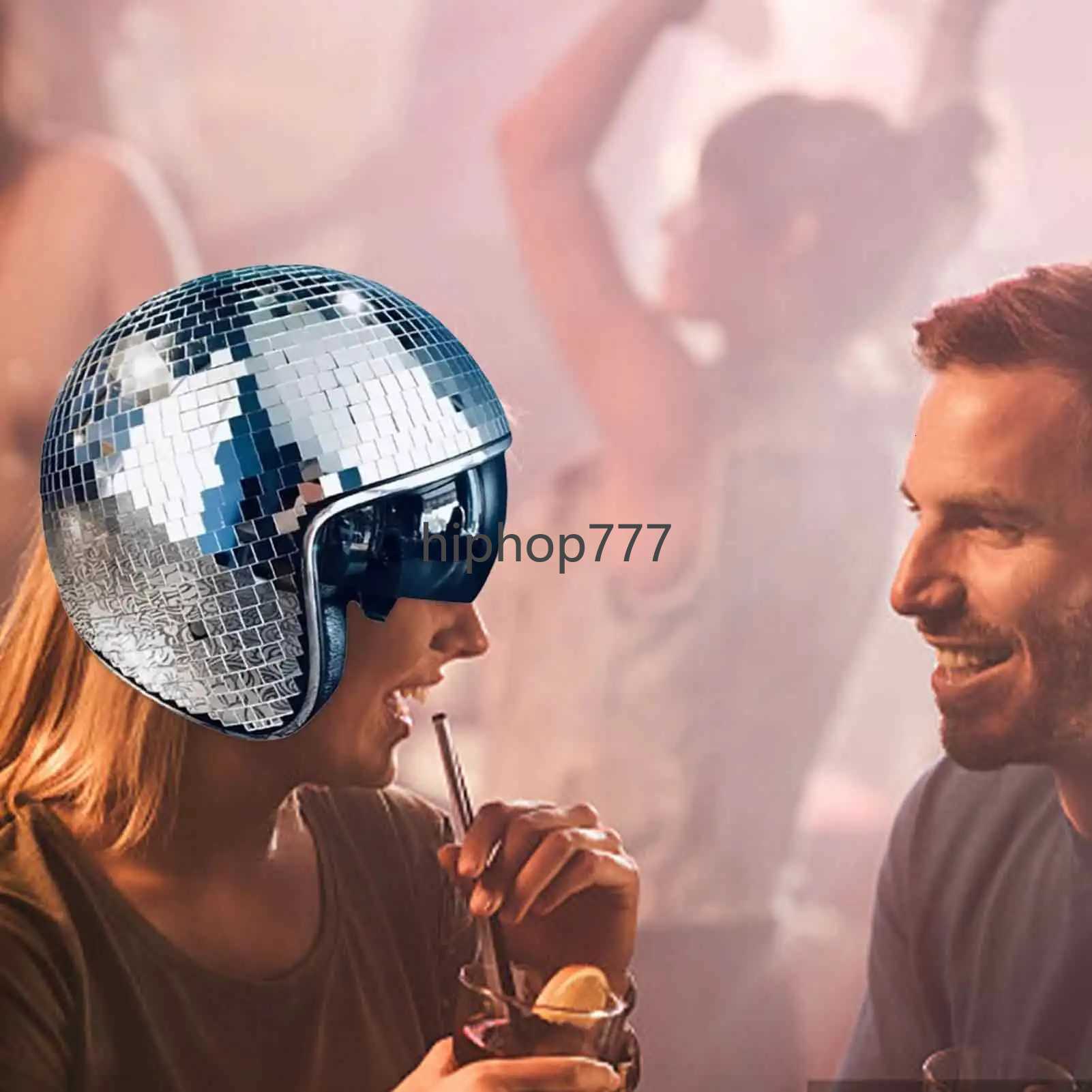 Classic Disco Ball Helmet Mirror Glitter Ball Helmets Hat Club Bar Party Full Glass Reflective Disco Shiny Hat for Costume Party