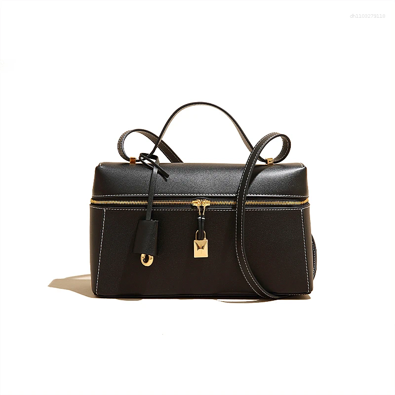 Totes MABULA High Quality Women Lunch Box Bags Vintage Cow Leather Casual Capacity Handbag Trend Single Shoulder Crossbody Bag