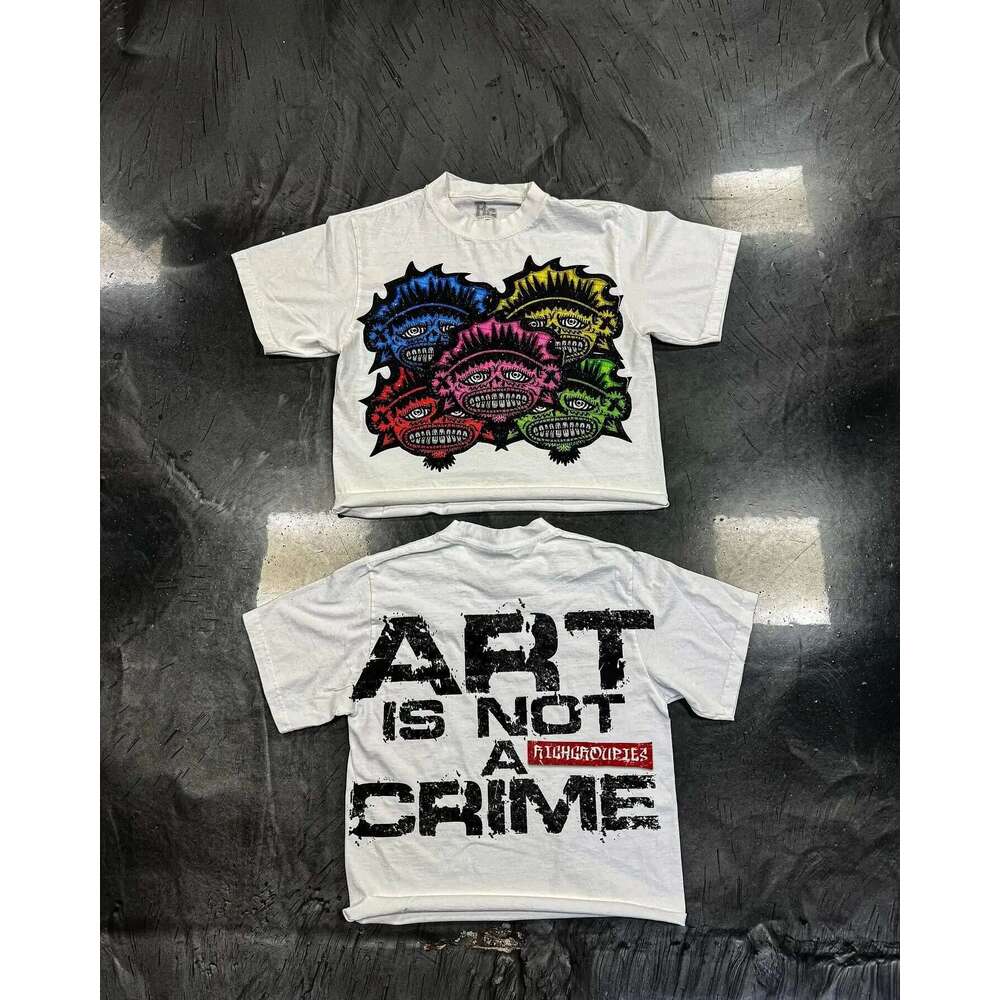 Y2K fashion Oversized Printed Short Sleeve Men's T-Shirt Casual Harajuku Streetwear Top Couple